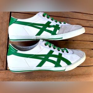 Onitsuka Tiger Leather Sneakers Shoes in White Green, mens Size 11